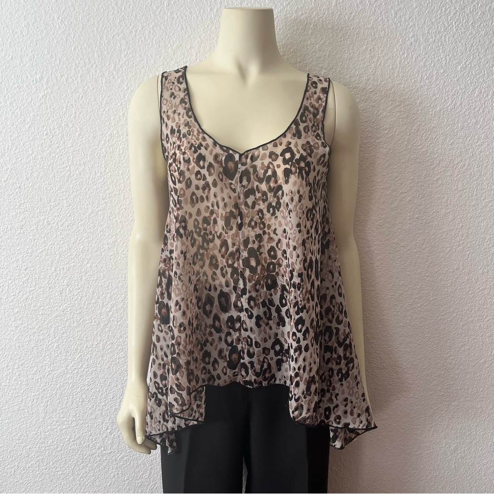 Edge Brand Animal Print Sharkbite Tank Top  Sheer Chiffon